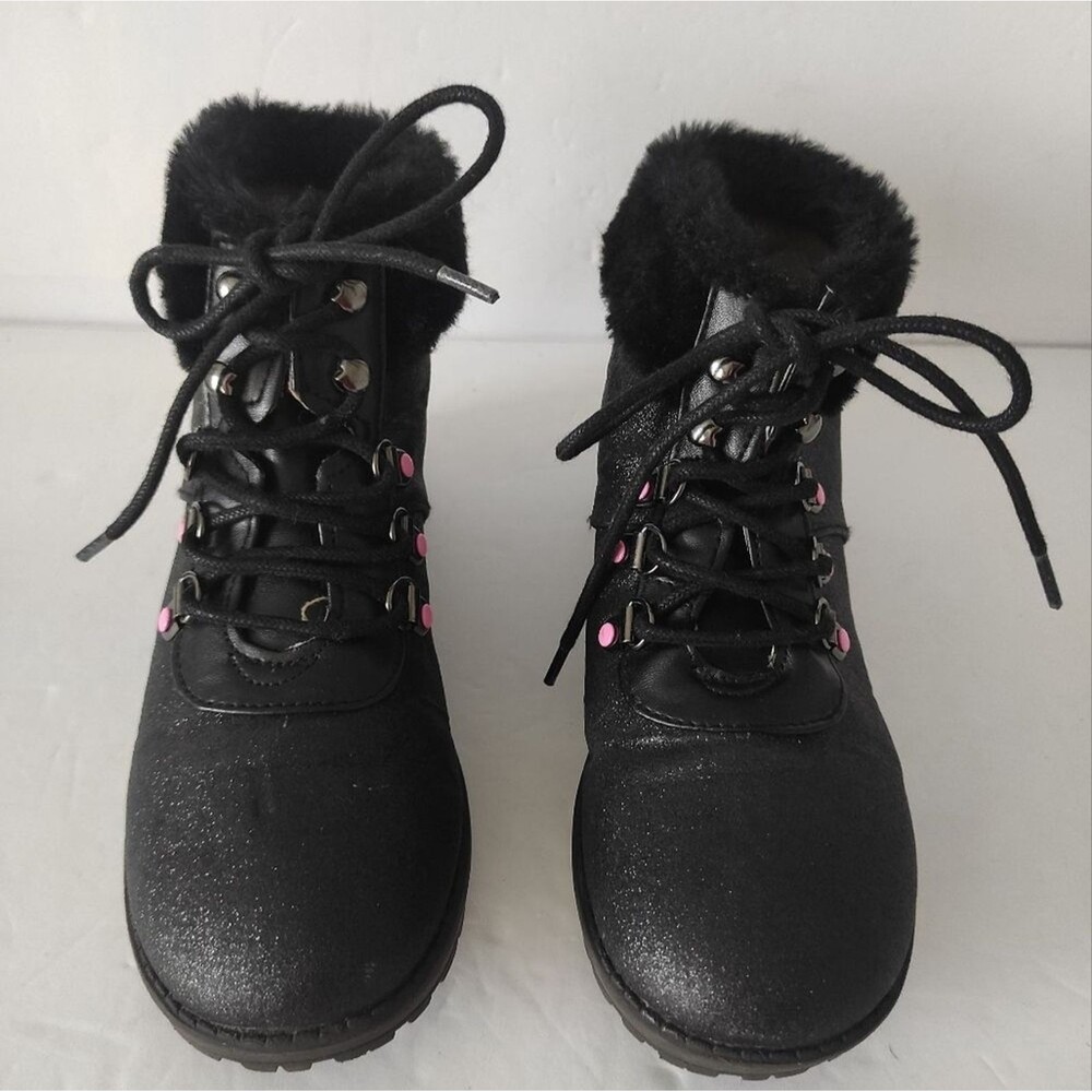 Juicy Couture Kids Girls Castro Vally Fur Top Boots Size 3M Glitter Black